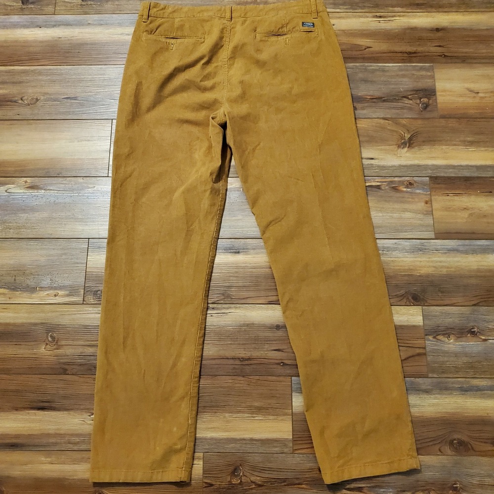 Chaps Mens Straight Fit Corduroy Pants Mustard Yellow Gold 36x34 Cotton Stretch